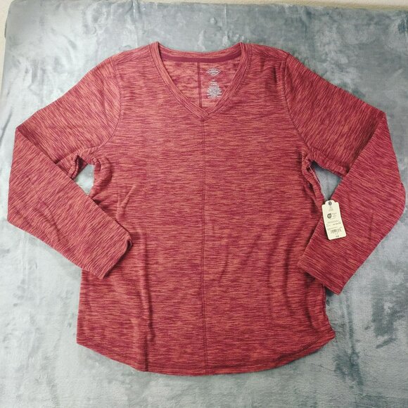 St. Johns Bay‎ Mens LT Classic V-Neck Long Sleeve Top Maroon NWT Cozy Casual - Picture 1 of 6